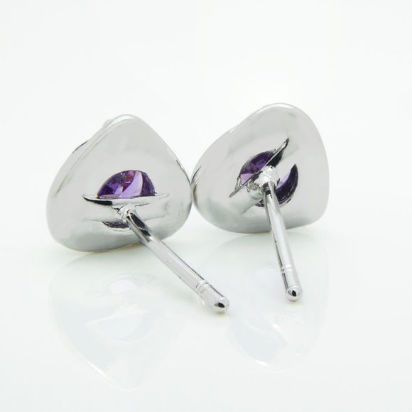 Sterling Silver Amethyst Earrings - Picture 2 of 4